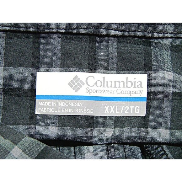 Columbia Mens Gray Black Plaid Checkered Pocketed Button Up Work Dress Shirt XXL - Picture 4 of 10